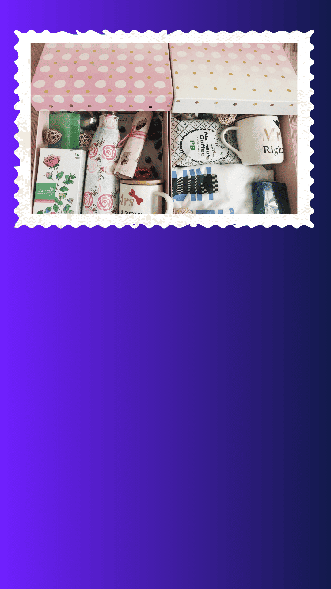 cup,envelope,mail,food,sweets,greeting card,postage stamp,indoors,collage,box