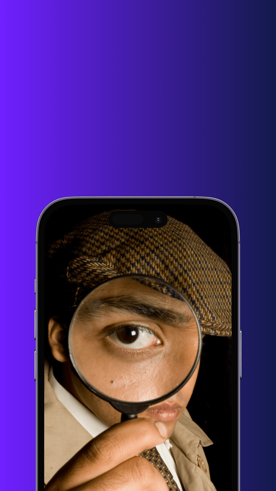 photography,finger,person,adult,male,man,face,portrait,magnifying,hat