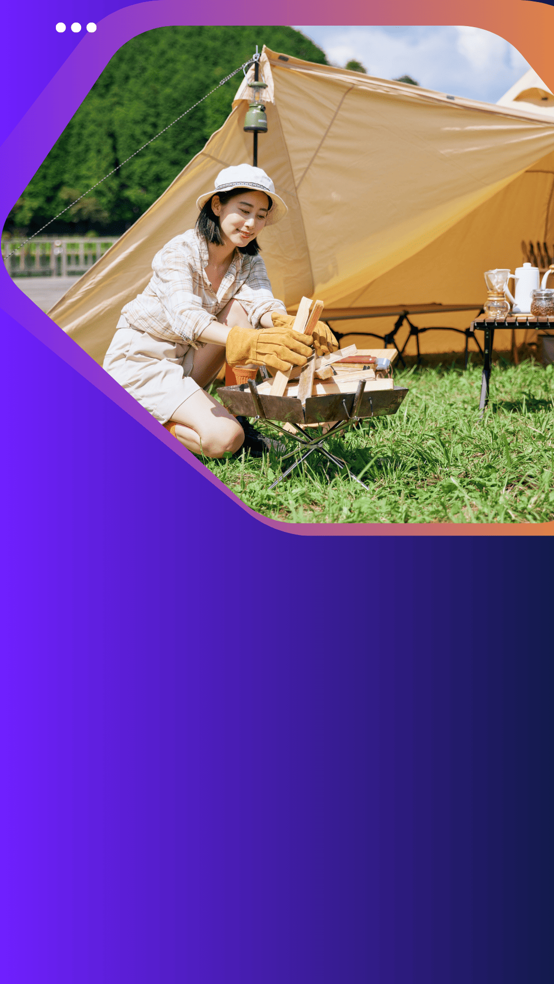 tent,outdoors,shelter,camping,adult,female,person,woman,glove,nature