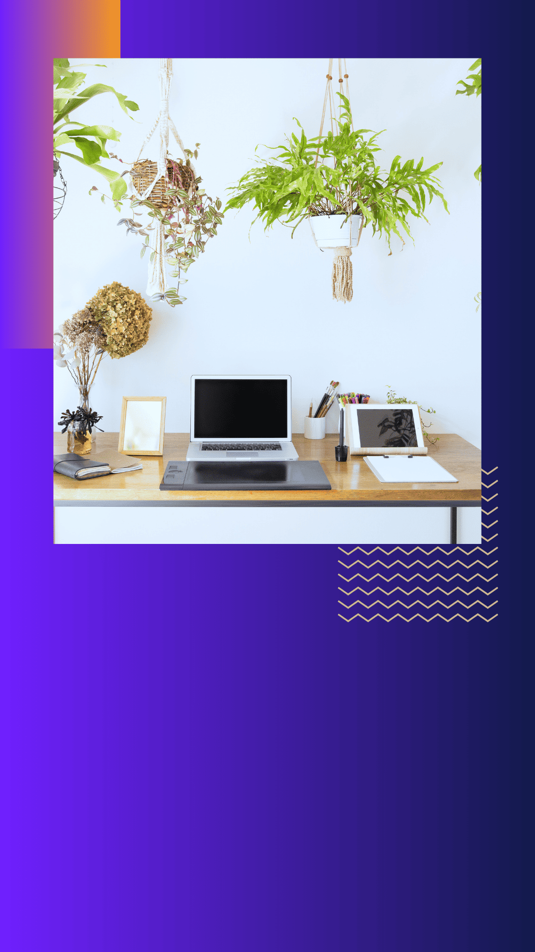 furniture,table,plant,potted plant,desk,computer,laptop,screen,computer hardware,monitor