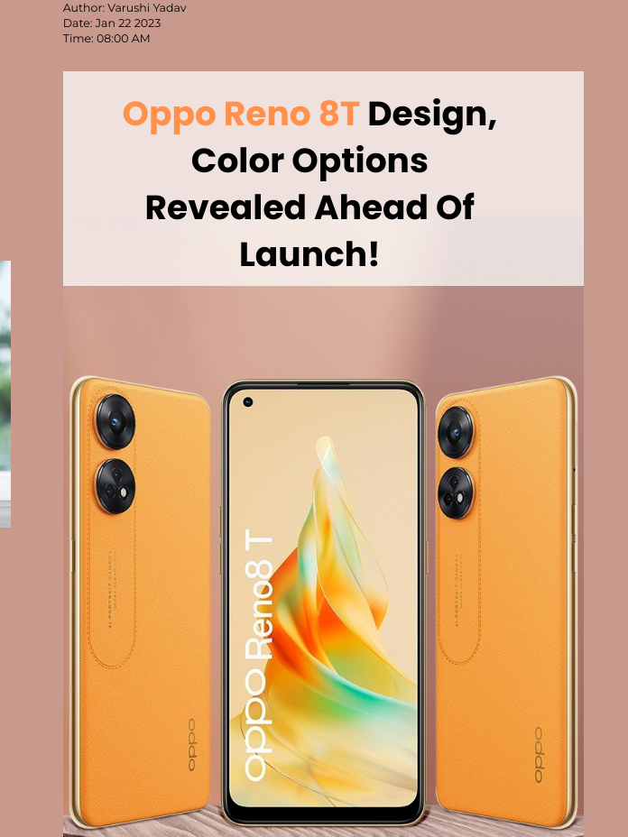 Oppo Reno 8T Design, Color Options Revealed Ahead Of Launch! - Cashify
