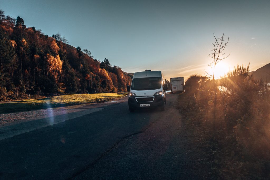 van,outdoors,lorry,campervan,nature,sunset