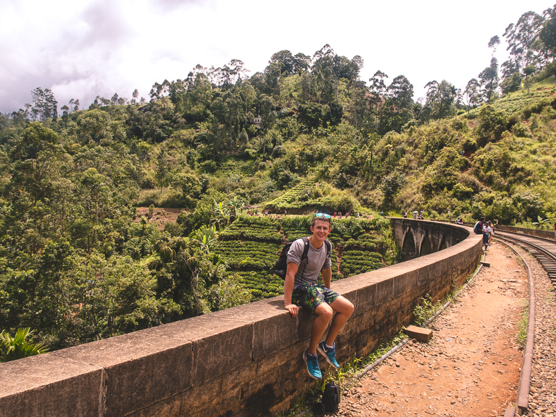 person,lighting,bridge,trees,bushes
