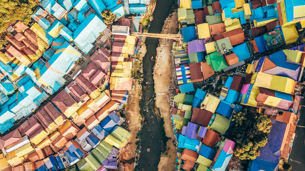 colourful,houses,boats,water,bridge