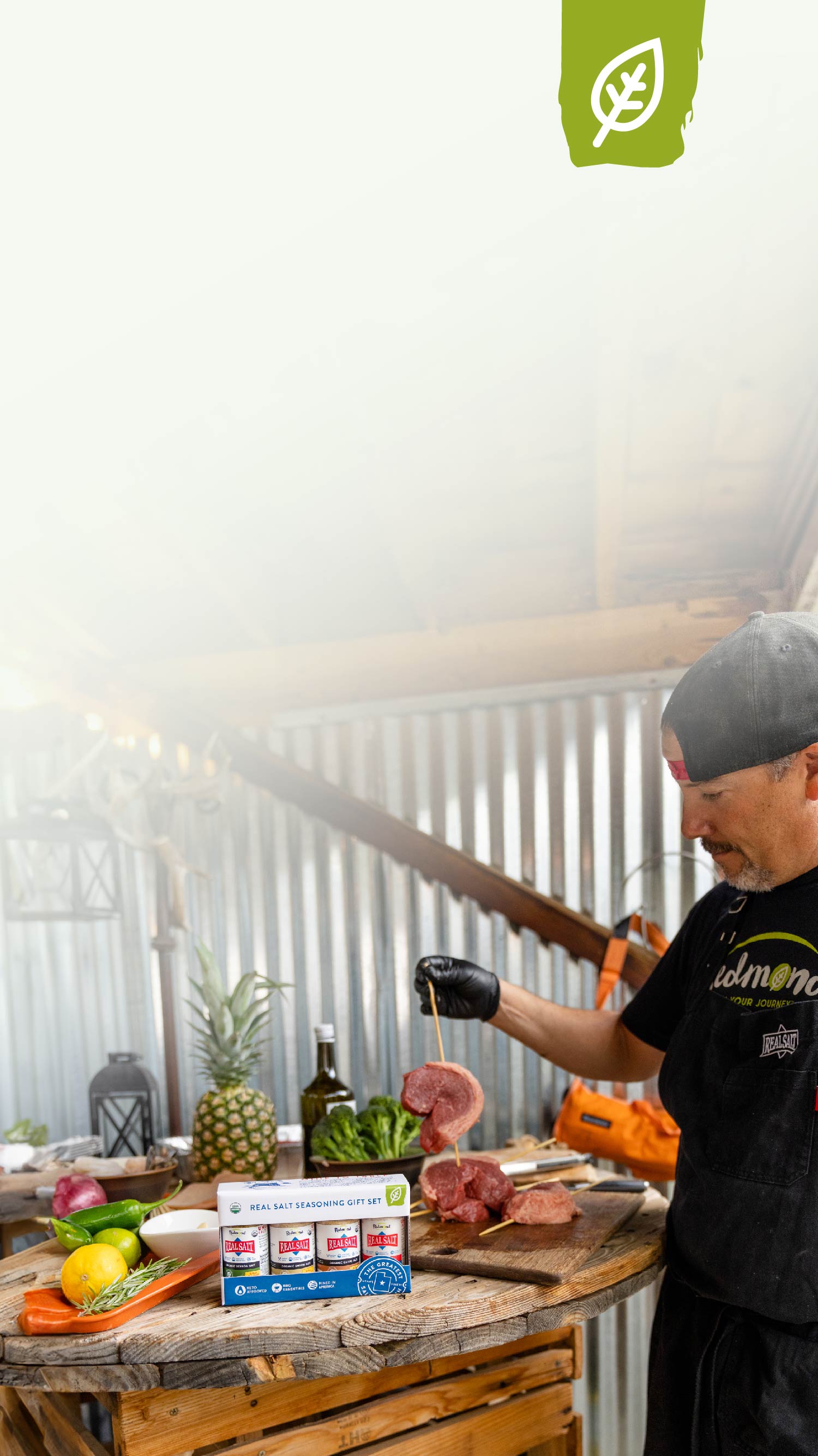 glove,adult,male,man,person,food,fruit,pineapple,butcher shop,bbq